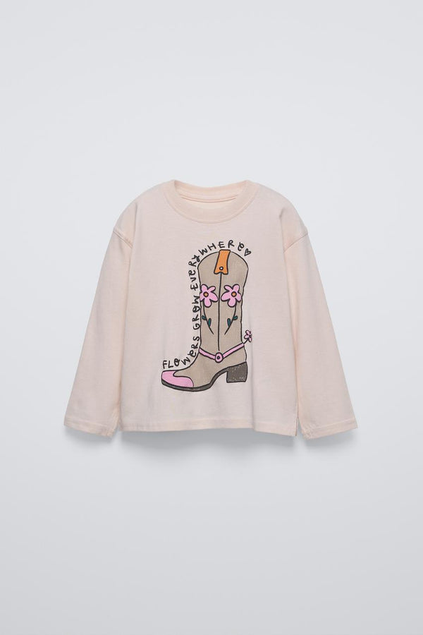ZARA BOOT PRINTED T-SHIRT